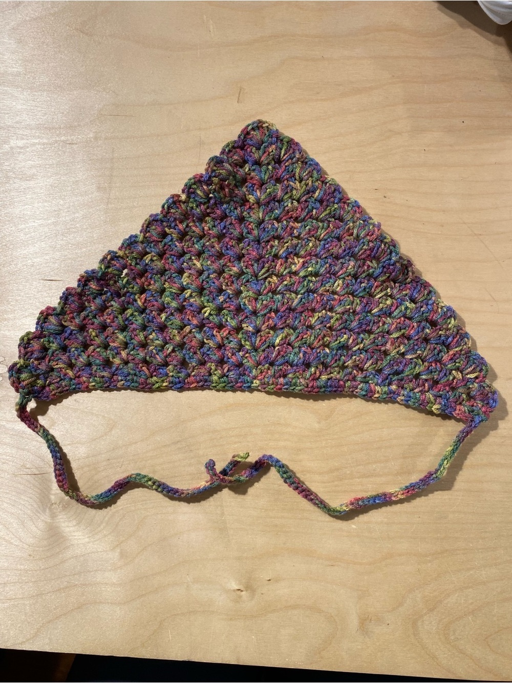 Hand-Crocheted Multicolor Triangle Bandanna (RZ) - Picture 6 of 10